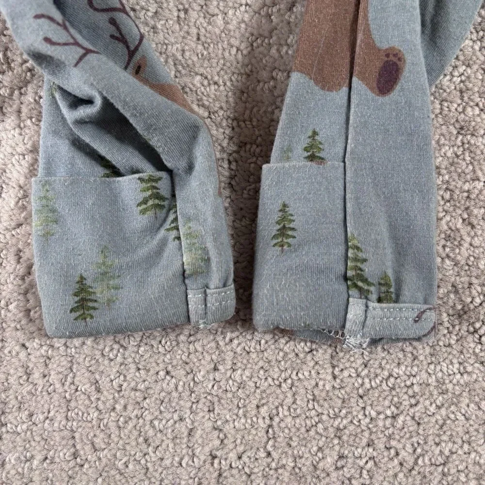 Caden Lane Bamboo Baby Pajamas Footie 3-6 mo Forest Woodland Nature Outdoor Bear